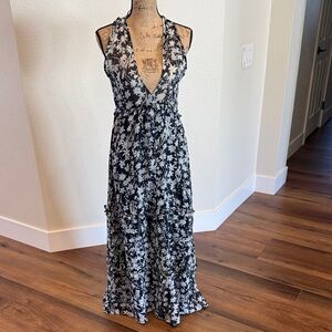 Navy and White Floral Dress